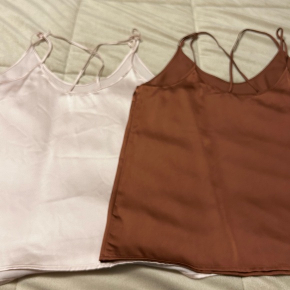 Ekouver Tops - Two Satin Spaghetti Strap Camisoles